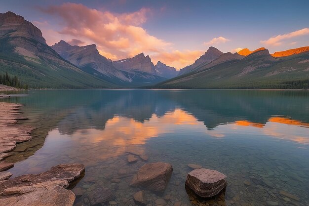 sunset at St Mary Lake Glacier national park