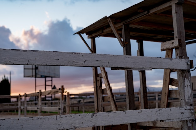 Photo sunset in a stable farm