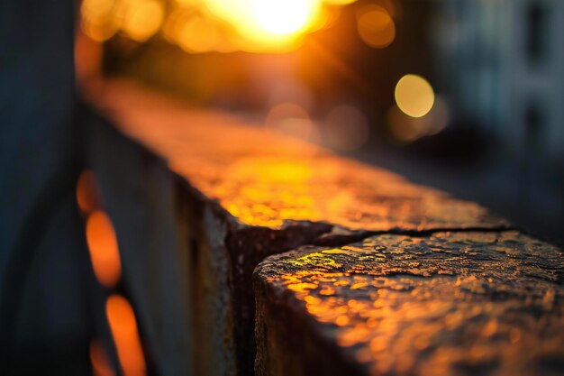 Sunset on the streets of the old city closeup