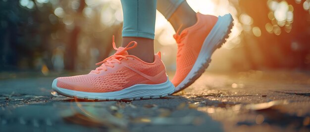 Sunset Stride Minimalist Runner39s Sneakers on the Move Concept Athletic Footwear Running Gear Outdoor oefening