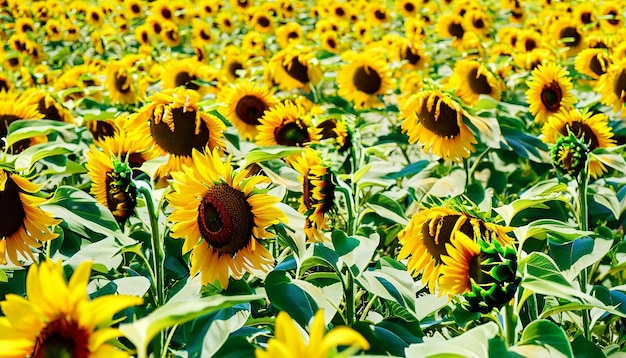 Sunset over a sunflower field emilia romagna italy europe