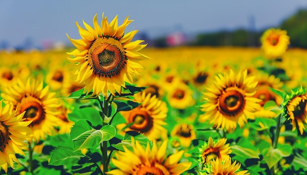 Sunset over a sunflower field emilia romagna italy europe