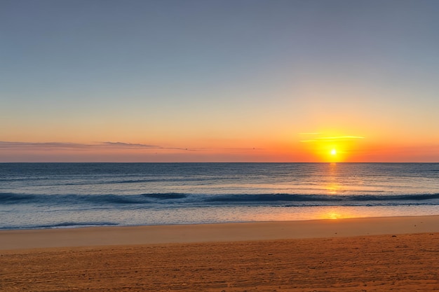 Sunset or sunrise landscape panorama of beautiful nature beach