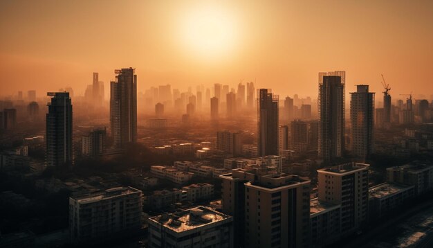 Закат солнца над городом генеративный ИИ