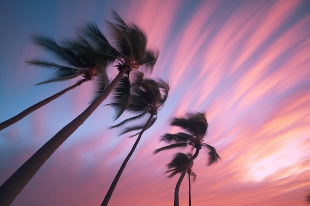 Sunset Sway Palm Trees in Motion