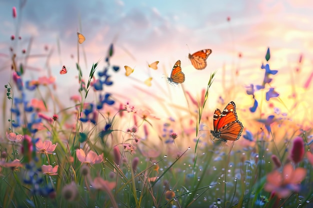 Sunset Symphony with Butterflies