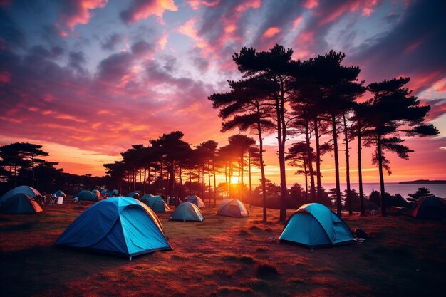 Photo sunset synchrony camping background photo