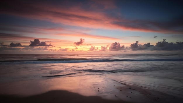 Sunset time at the beach with twilight lanscape