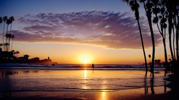 sunset time on the tropical beach