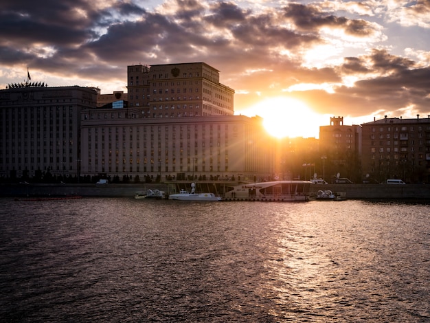 Sunset urban city architecture silhouette 