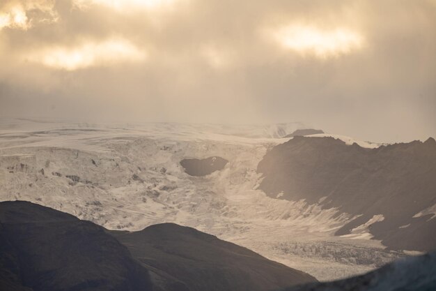 Photo sunset of vatnajkull in jkulsrln iceland