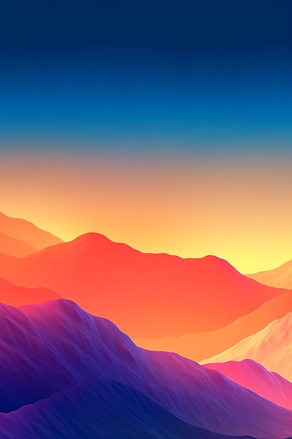 Векторная иллюстрация заката горного силуэта природного холма обои для смартфонов
