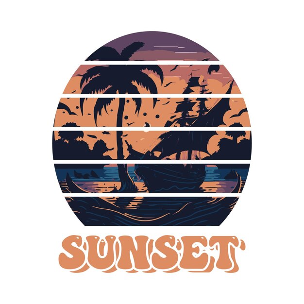 sunset vector t shirt design