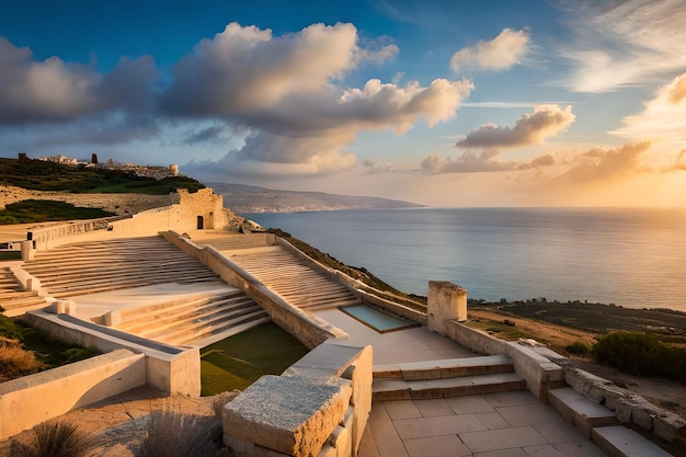 A sunset view of the castle of malta