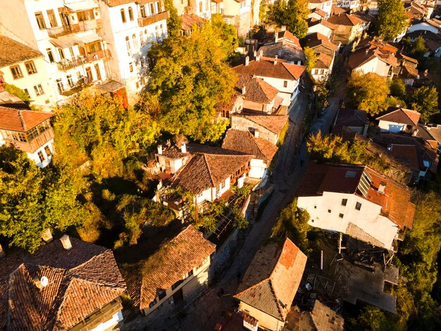 Sunset view of city of Veliko Tarnovo Bulgaria