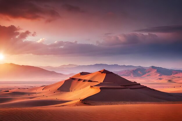 a sunset view of the desert