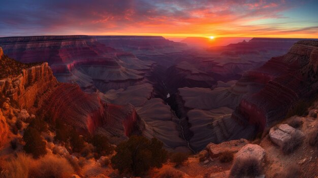 A sunset view of the grand canyon