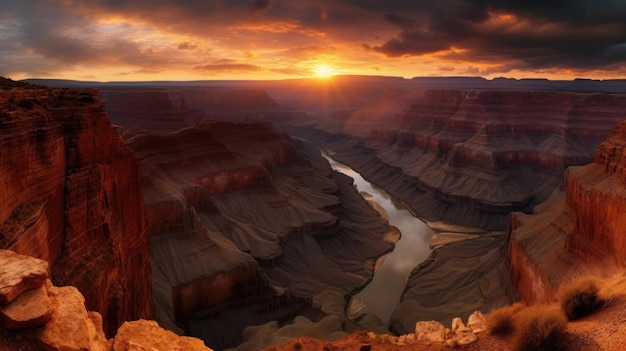 A sunset view of the grand canyon