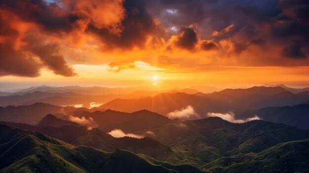 写真 山頂の夕暮れの景色