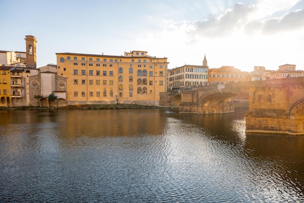 Sunset view on the riverside in florence