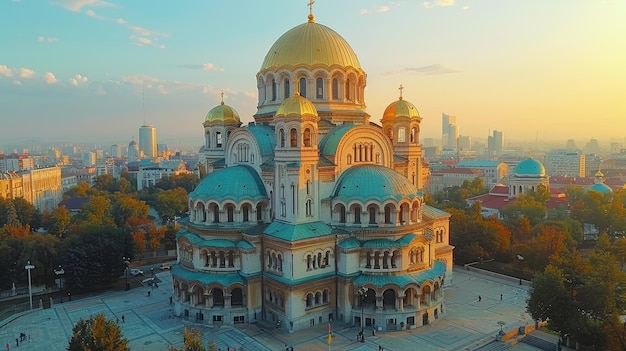 Sunset View of St Alexander Nevsky Cathedral in Sofia