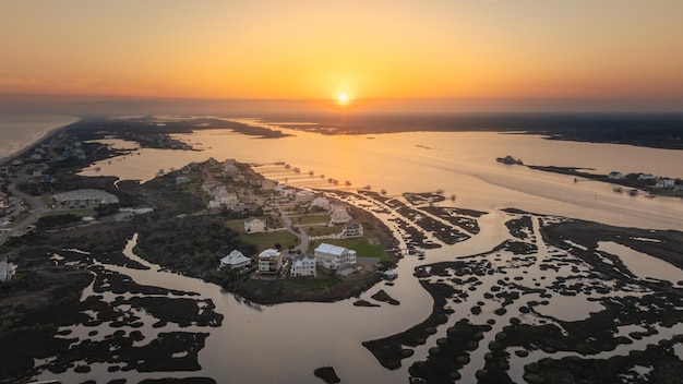 Photo sunset view of topsail beach north carolina