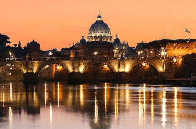 Sunset view of the Vatican with Saint Peter's BasilicaRome Italy