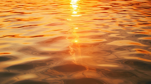 写真 夕暮れの水は太陽の光で波紋を反射する 水上の抽象的な金色の反射