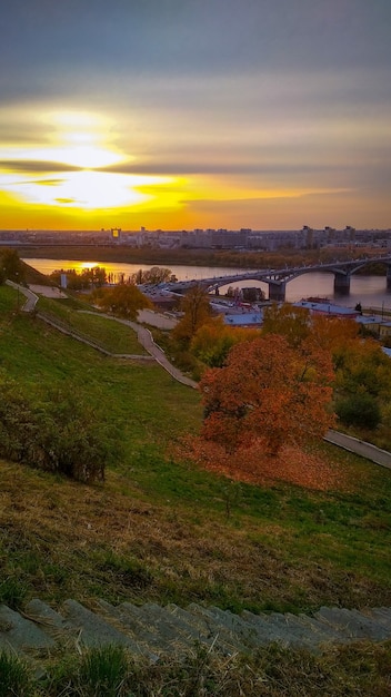 Sunset on the waterfront. Nizhny Novgorod