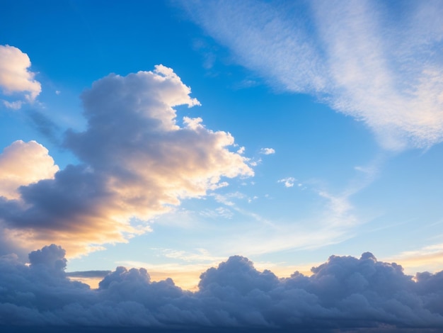 Sunset white clouds in beautiful blue sky