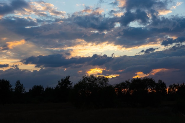 Sunset in the wild on the river.