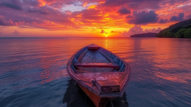 Sunset with boat at phuket Thailand ar 169 stylize 750 v 6 Job ID ffedbe73385d4e6c8da2da3647a603ea