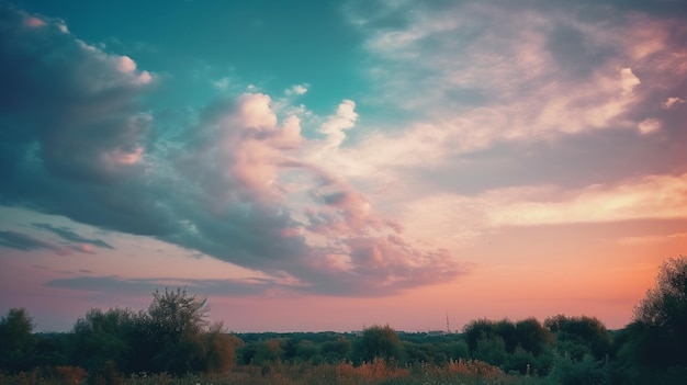 A sunset with a cloud in the sky