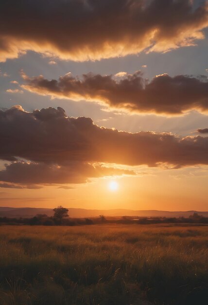 a sunset with clouds and a sunset in the background