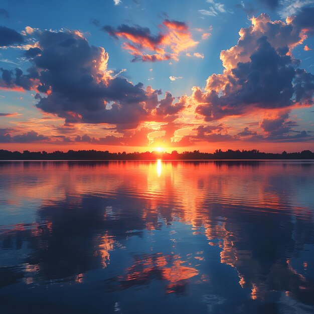 Foto un tramonto con le nuvole e un tramonto sullo sfondo