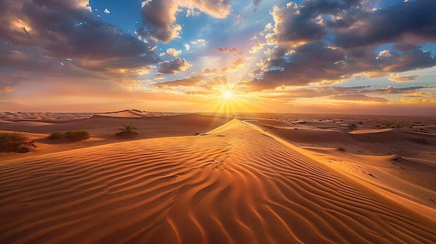 a sunset with sand dunes and a sunset