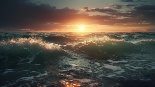 海と夕日 Generative Ai