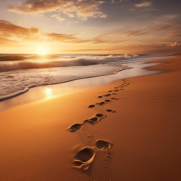 A sunset with a sunset and a beach scene.