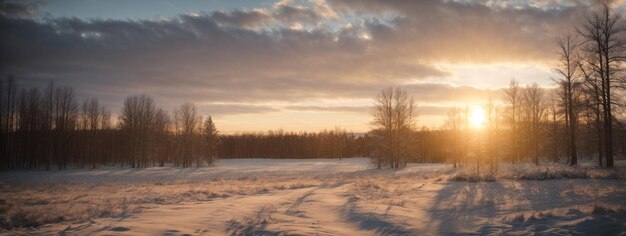 Foto il tramonto nel bosco in inverno