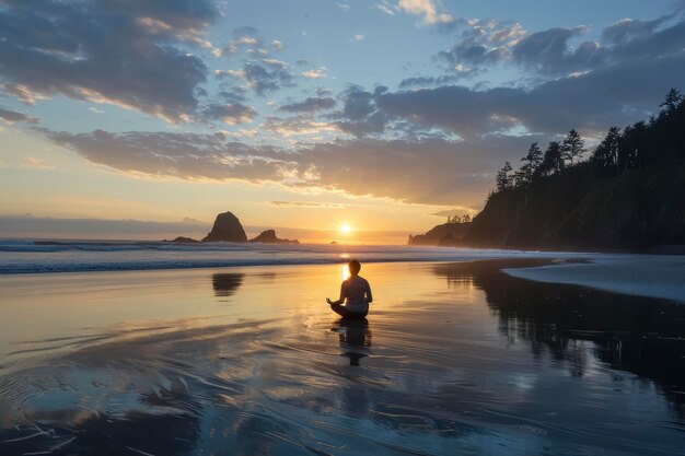 Sunset yoga solitude