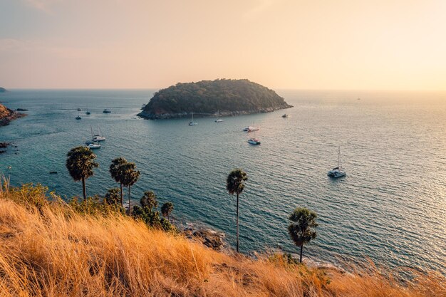 Sunsetevening seaside scenery at phuket island