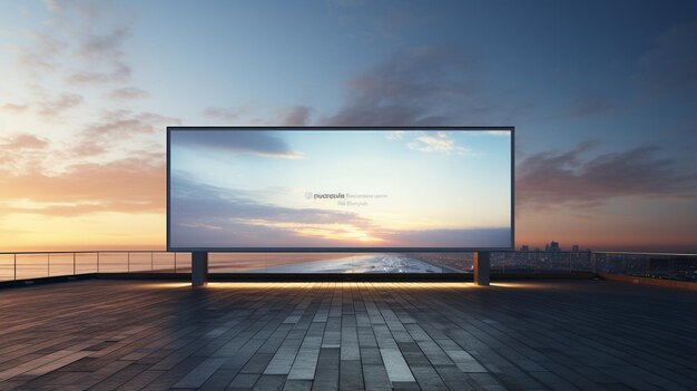 Photo a sunsetkissed horizon serves as the canvas for a grand billboard mockup its horizontal expanse aw