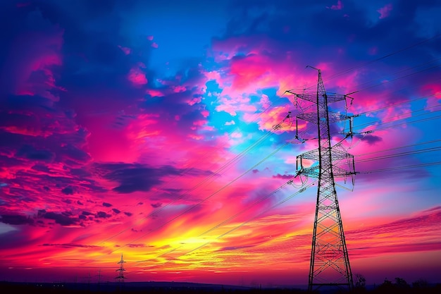 SunsetSilhouette_ElectricTower_RadiantSky