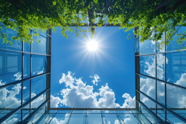 Foto parete di ombrello della passerella del cielo