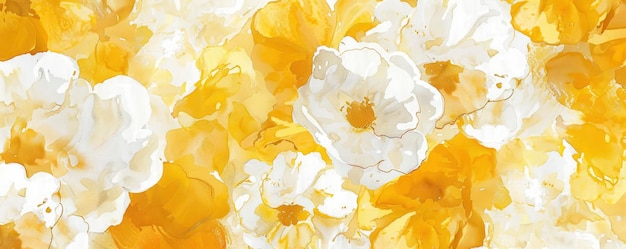 Sunshine Blooms Watercolor Yellow and White Floral Pattern