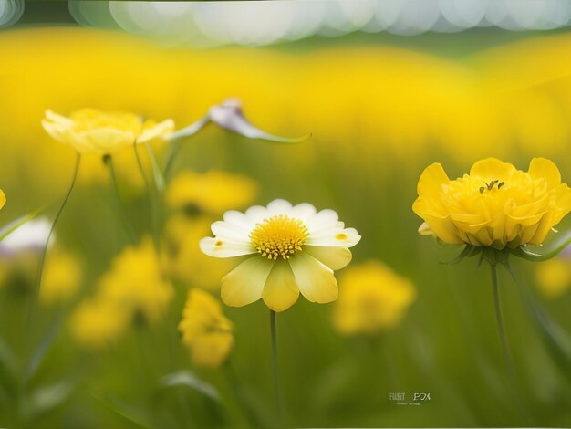 Sunshine Blooms Yellow Flowers on Meadow