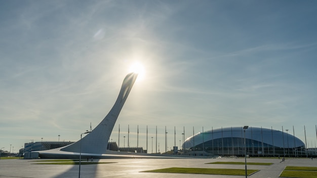 Sunshining over the Sochi park on the hot day. Sochi, Russia.