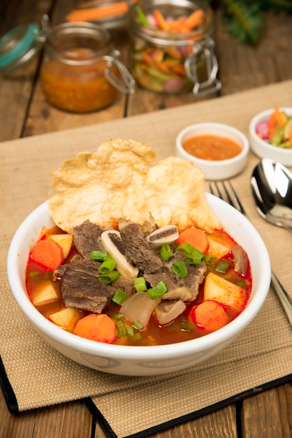 Photo sup iga pedas spicy beef ribs soup