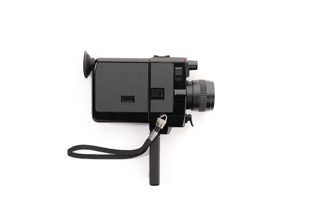 Super 8 movie camera isolated on white background