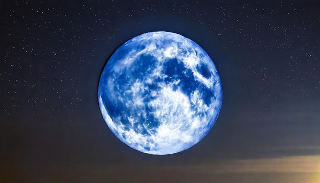 Photo super blue moon on a bright night against the backdrop of a deep black sky